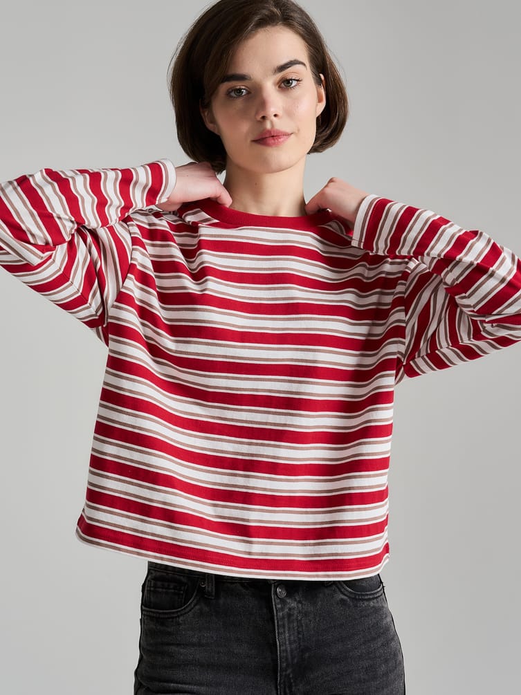 Лонгслив в полоску с длинным рукавом