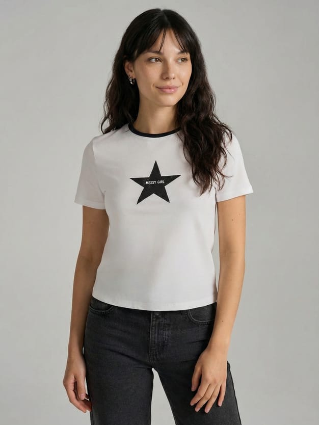 Футболка приталенная с принтом звезды