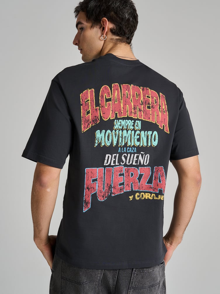 Футболка из хлопка с принтом на спине