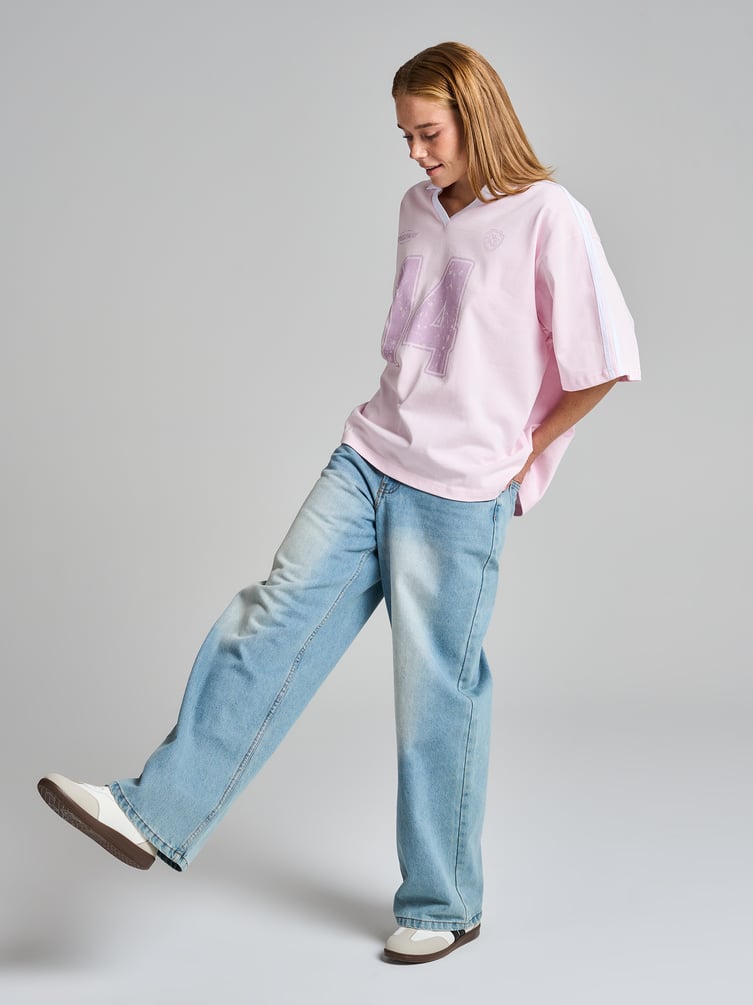 Футболка-поло оверсайз с надписью