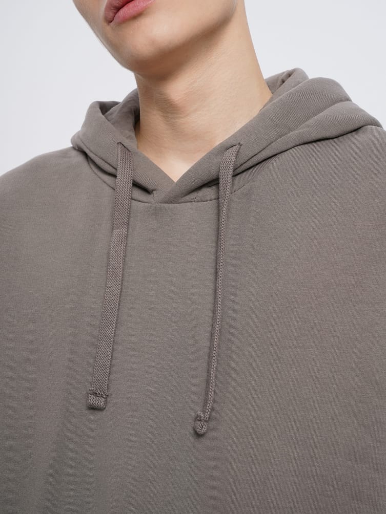 Утепленное однотонное худи