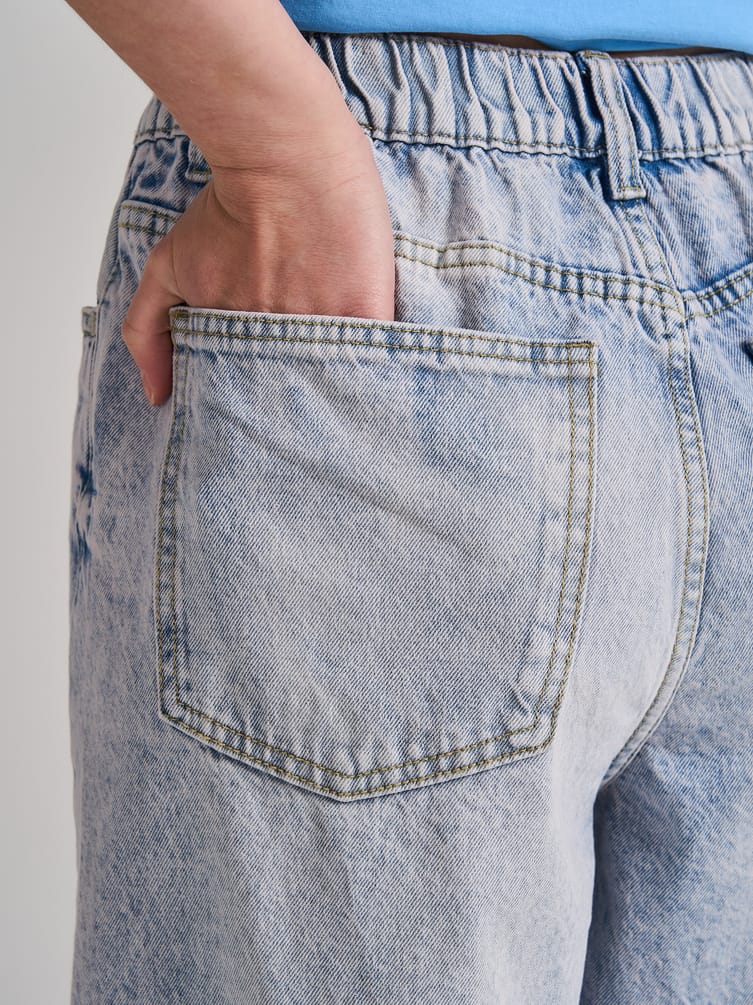 Джинсы широкие на резинке