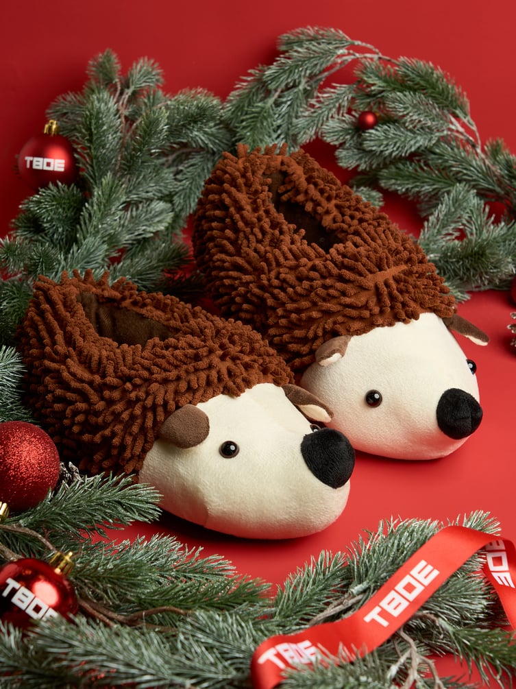 Мягкие теплые тапочки ёжики