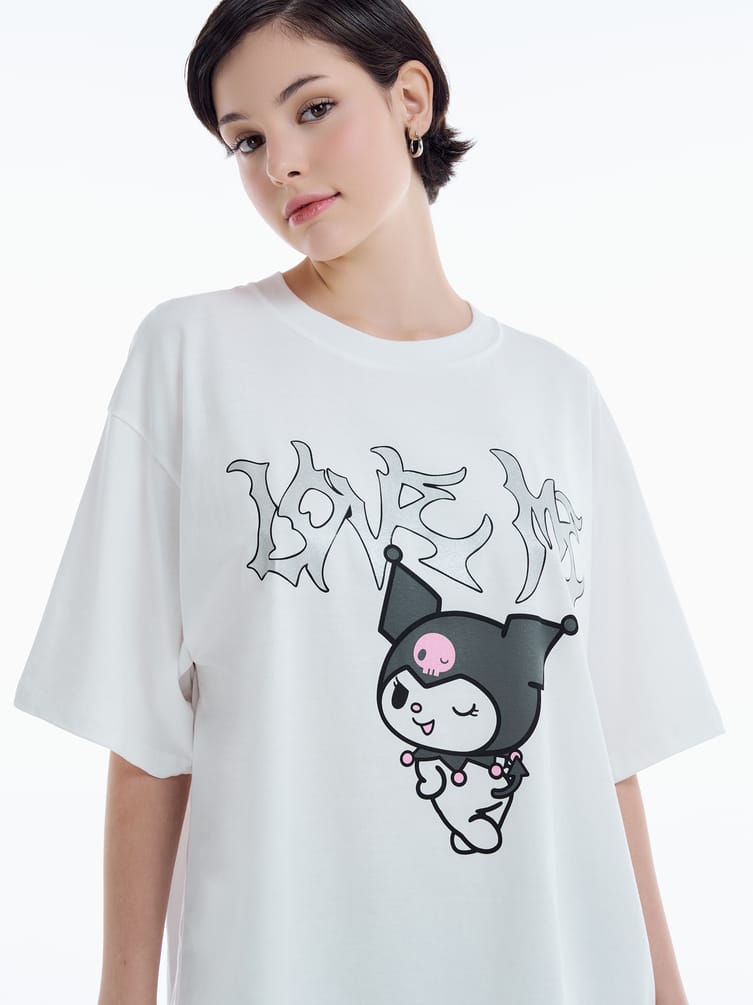 Футболка с принтом Kuromi в стиле дрейн
