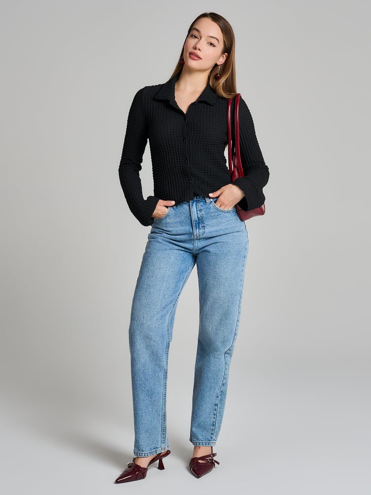 Кофта на пуговицах из жатой ткани