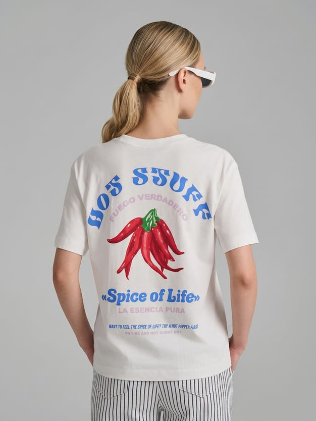 Футболка из хлопка с принтом на спине