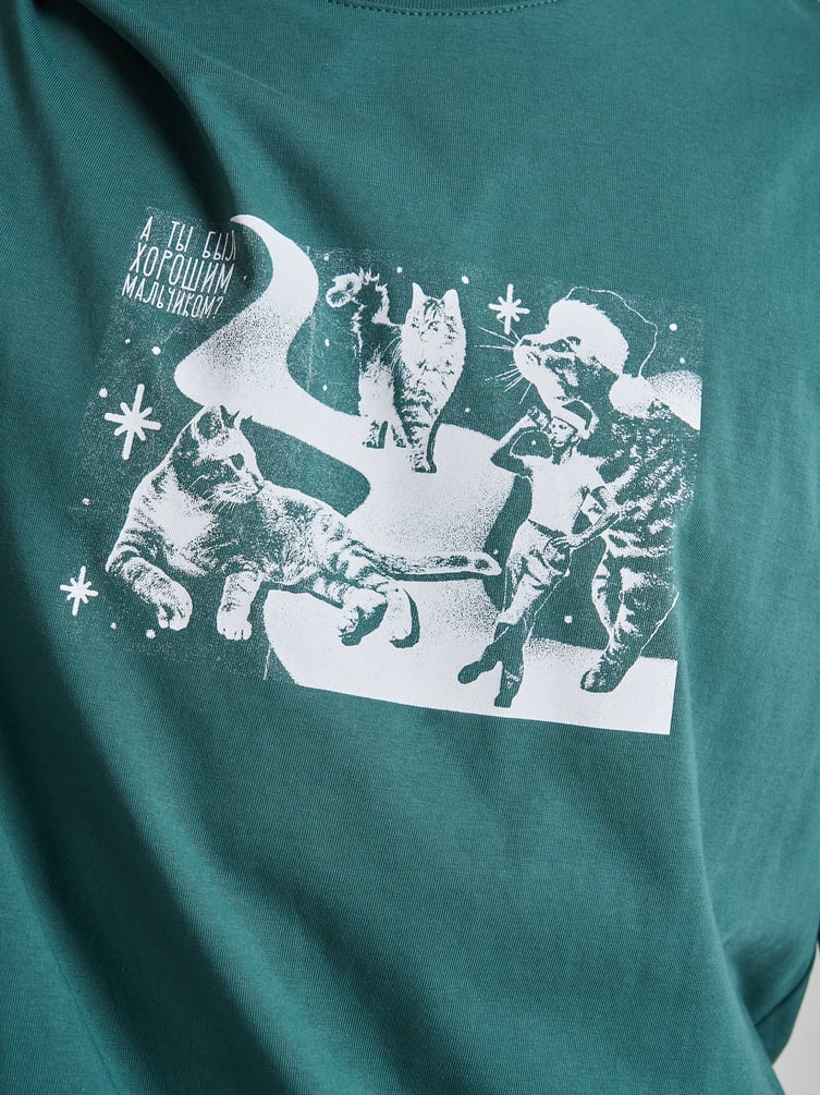 Футболка хлопок с новогодним принтом