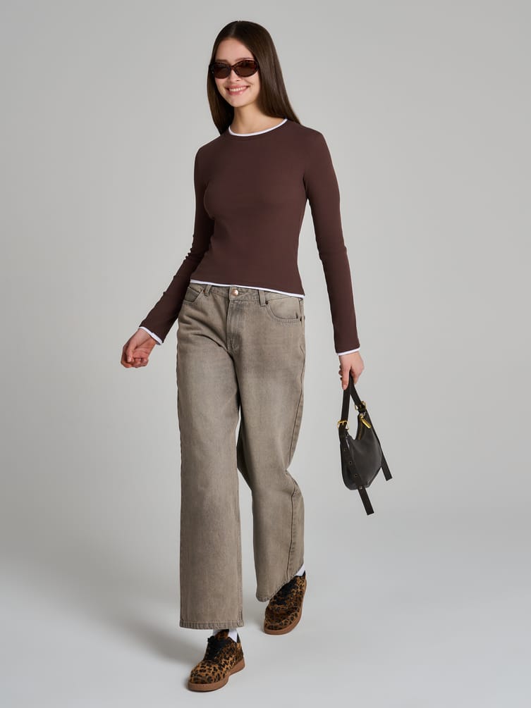 Лонгслив приталенный с длинным рукавом