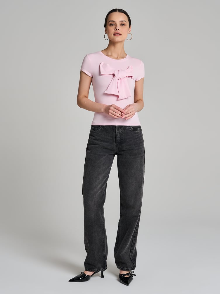 Футболка облегающая с бантом