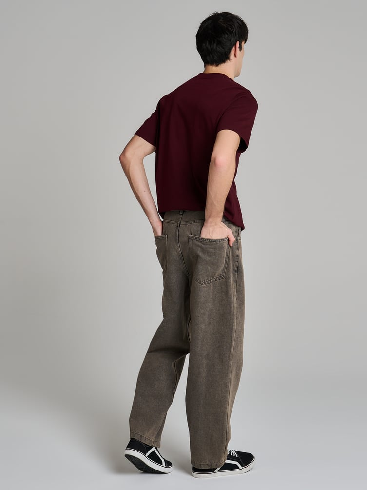 Джинсы багги широкие с вареный эффектом