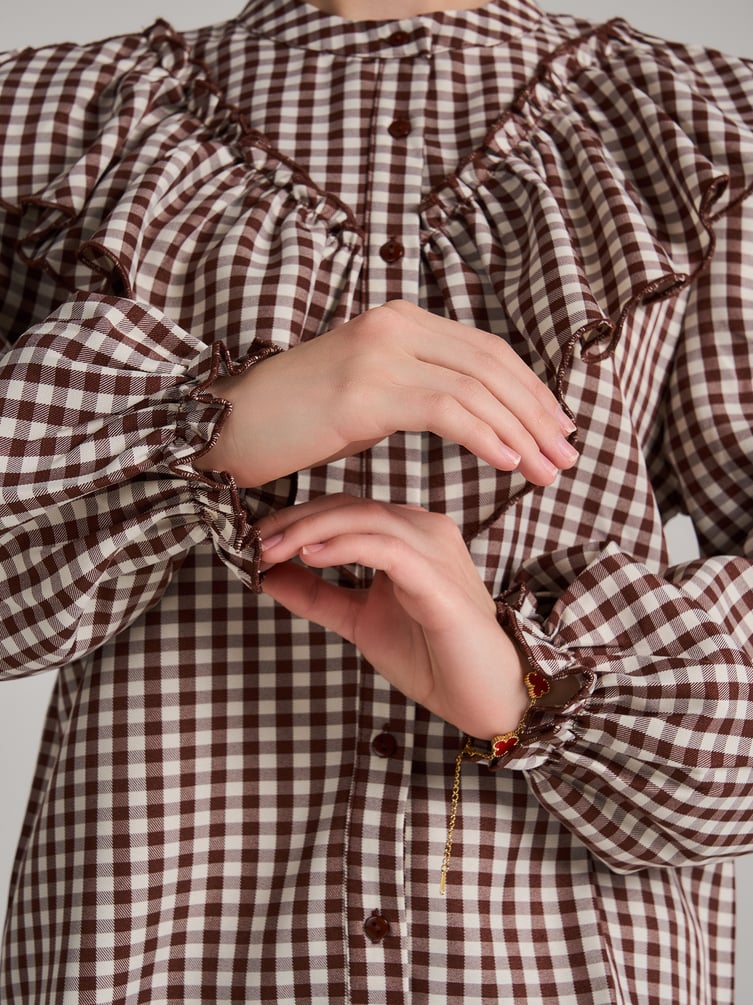 Блузка клетчатая с воланами