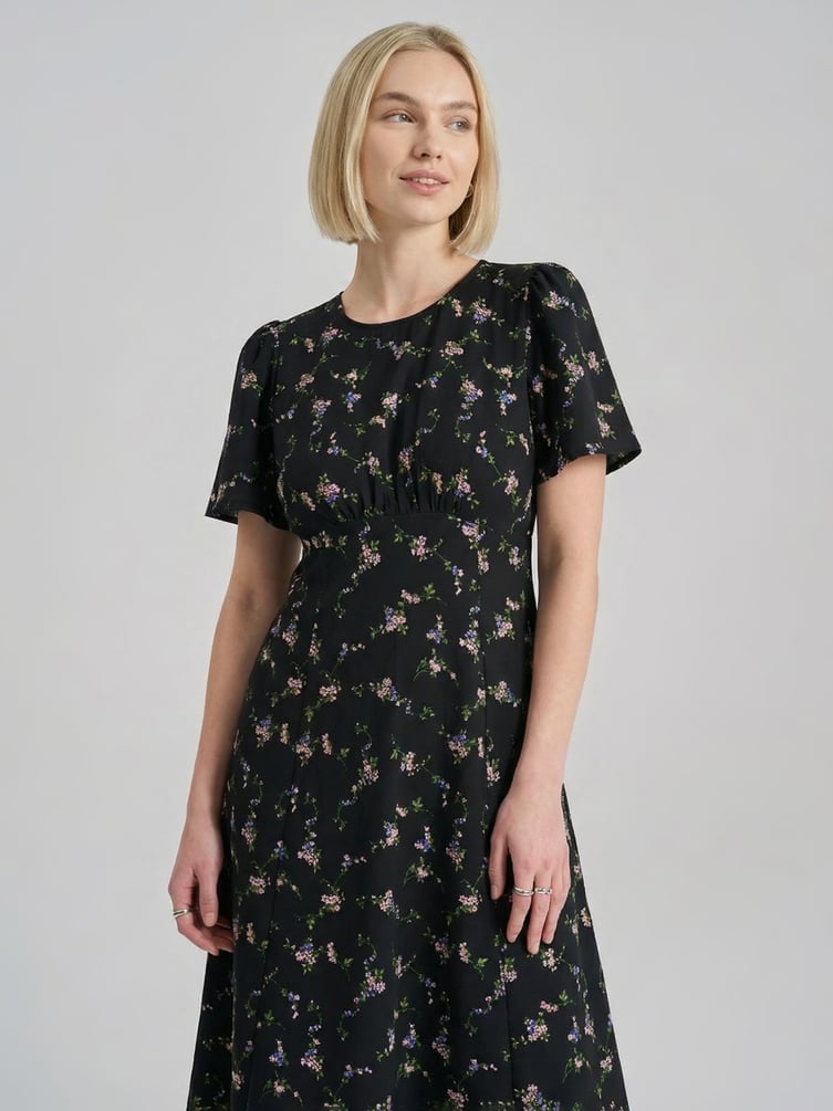 Миди платье крестьянка