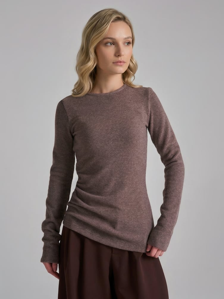 Лонгслив асимметричный с драпировкой