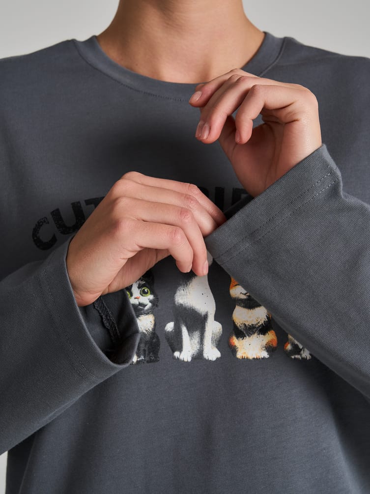 Лонгслив оверсайз с принтом