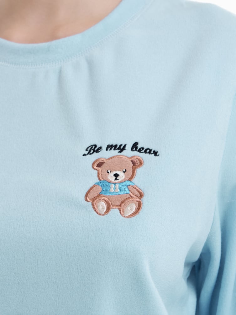 Плюшевая пижама с вышивкой плюшевого мишки