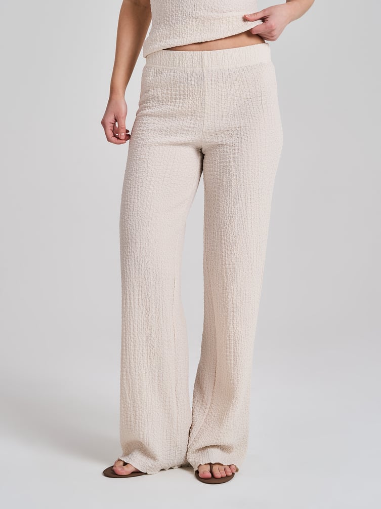 Брюки прямые летние из жатой ткани