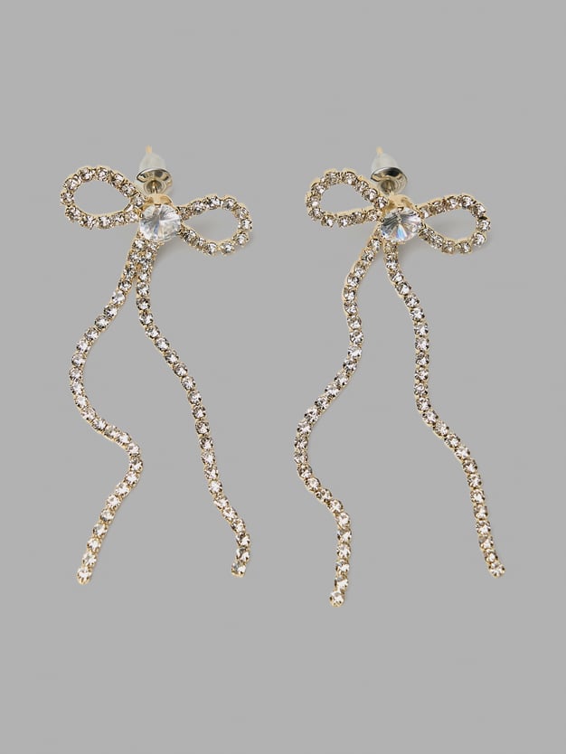 Серьги банты со стразами