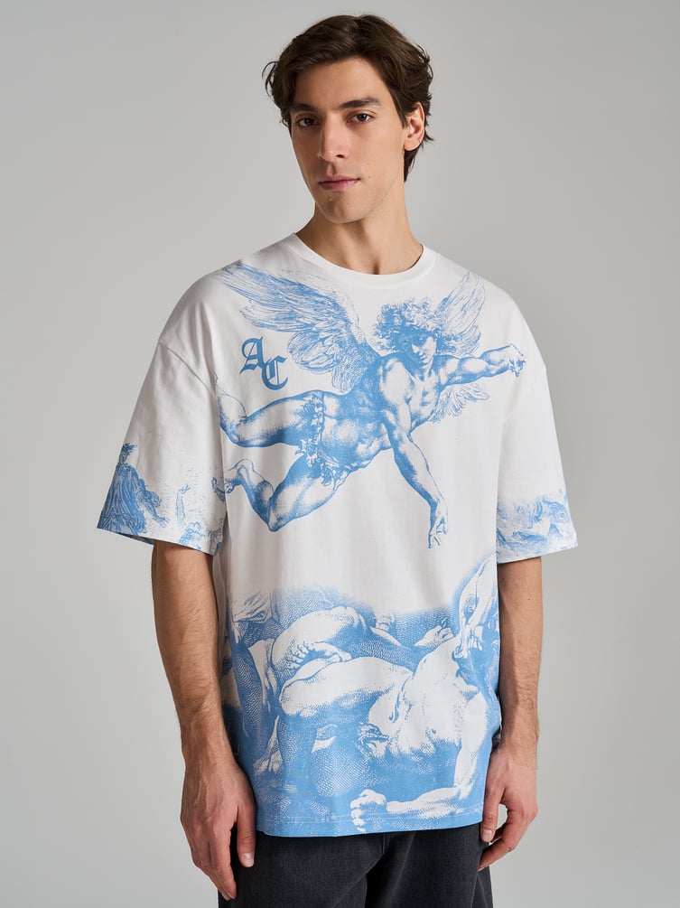 Футболка из хлопка с принтом ангела