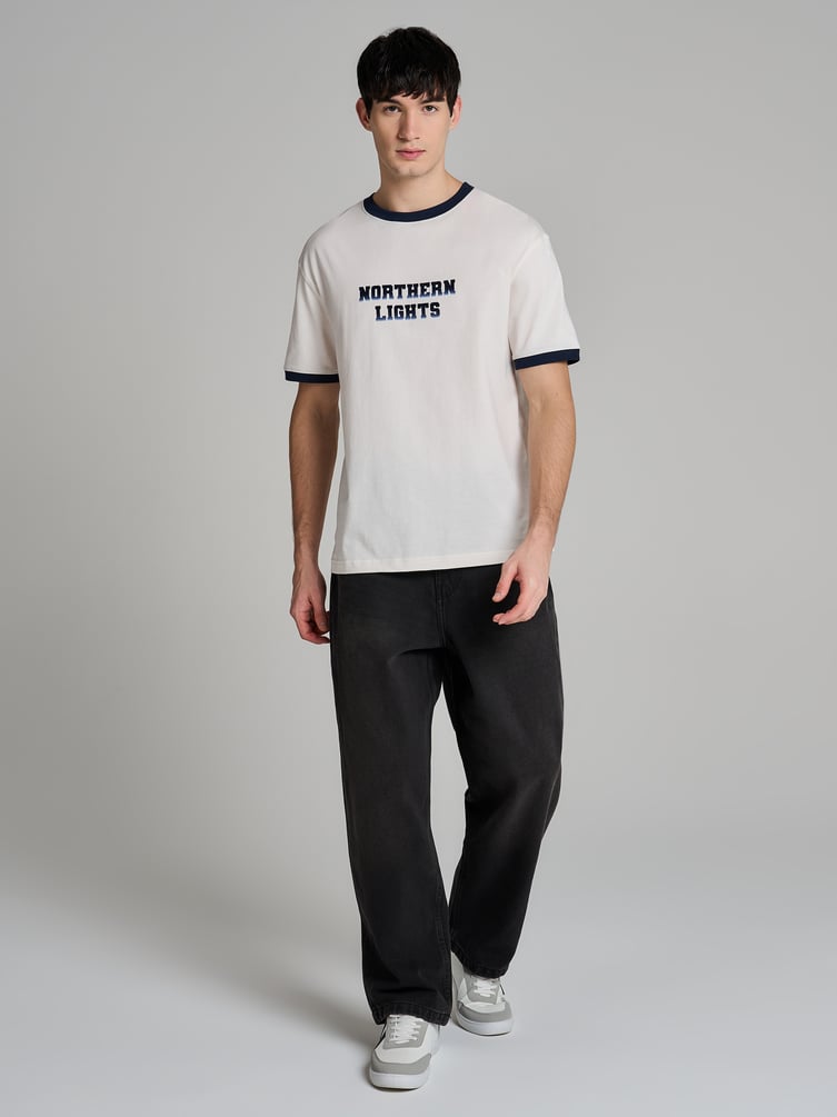 Джинсы багги широкие с вареный эффектом