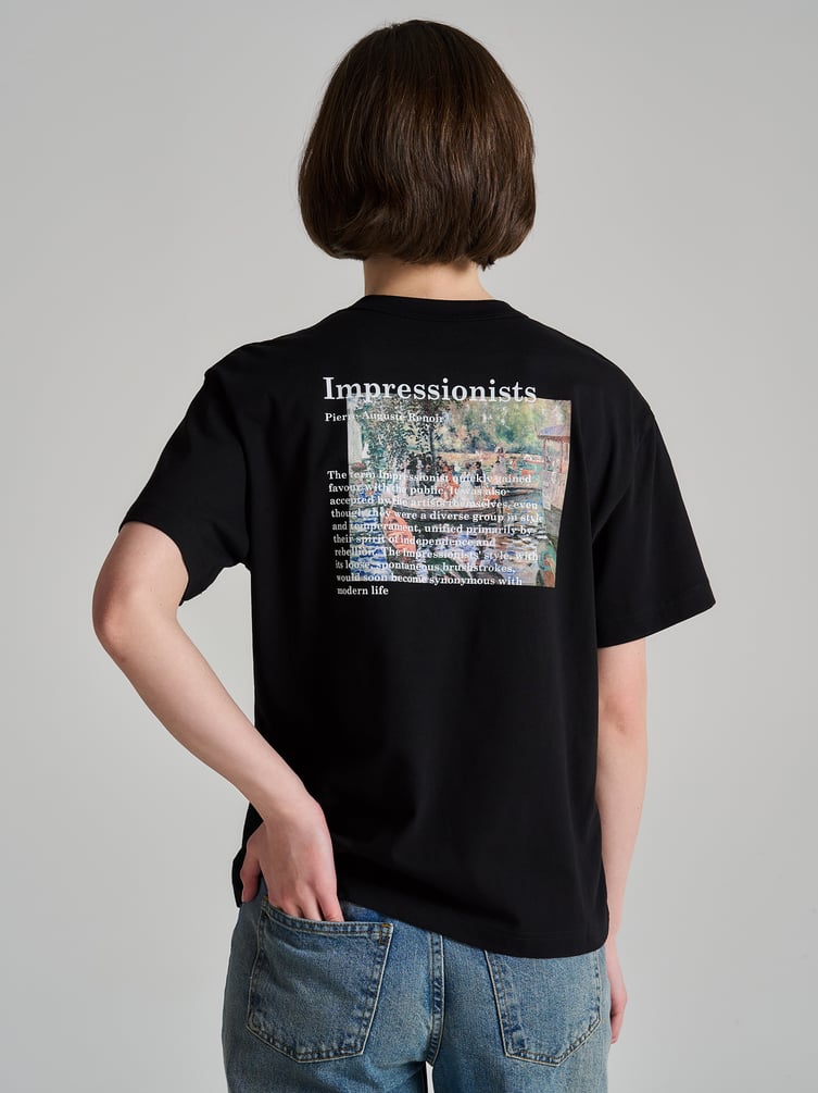 Футболка из хлопка с принтом на спине