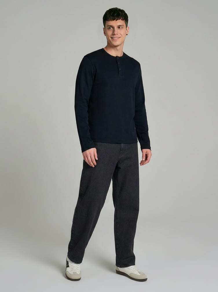 Лонгслив из хлопка с пуговицами