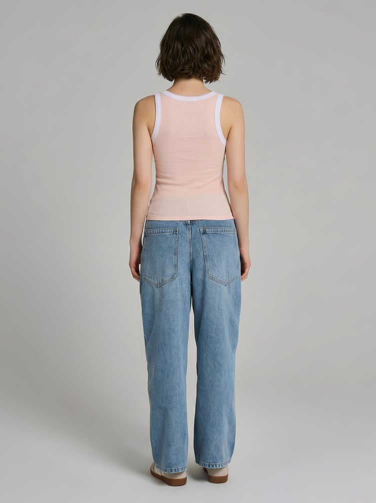 Джинсы багги широкие с вареным эффектом