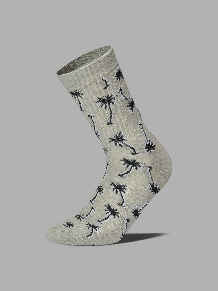Носки - 3 пары высокие с принтом пальм