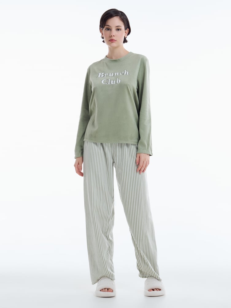 Плюшевая пижама Brunch club с брюками