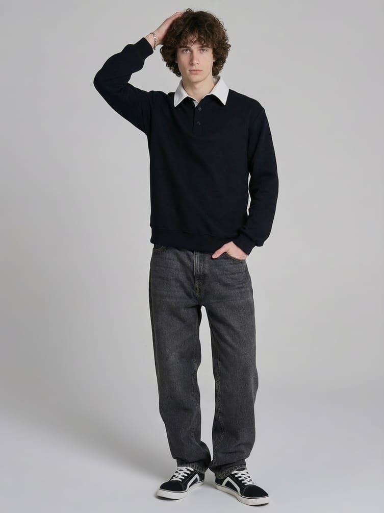 Свитшот поло на пуговицах