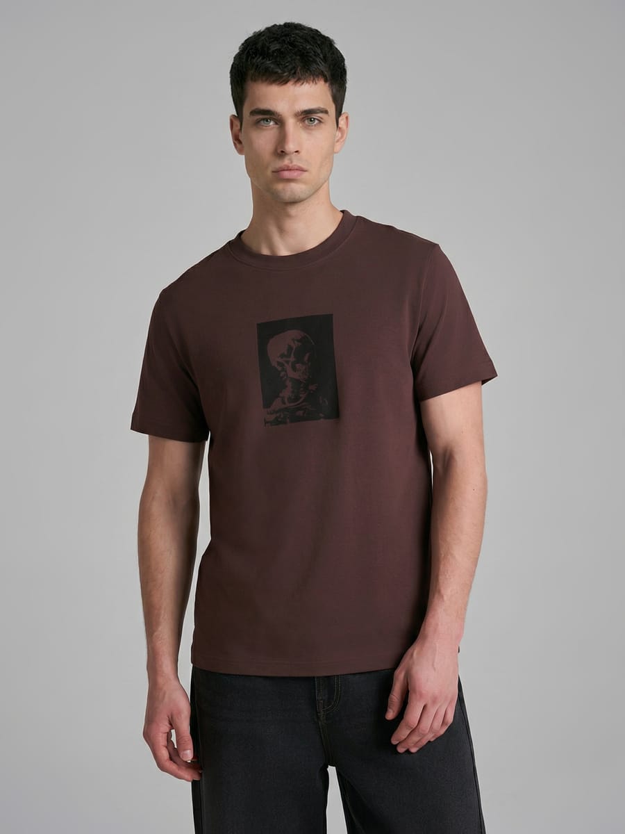 Футболка хлопковая с принтом скелета