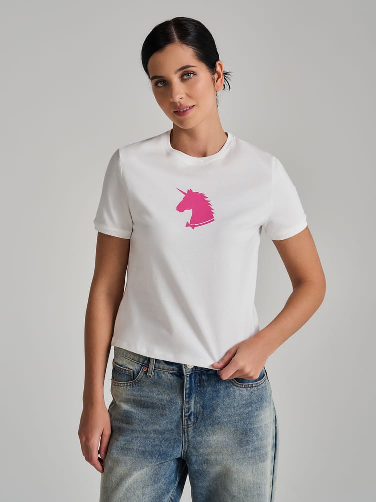 Футболка из хлопка с принтом единорога