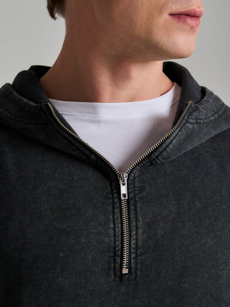 Худи с молнией гранж с вареным эффектом