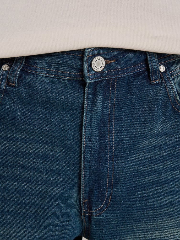 Джинсы багги с декоративным смещенным швом