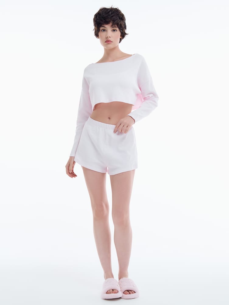 Хлопковая пижама тройка с кофтой топом и шортами