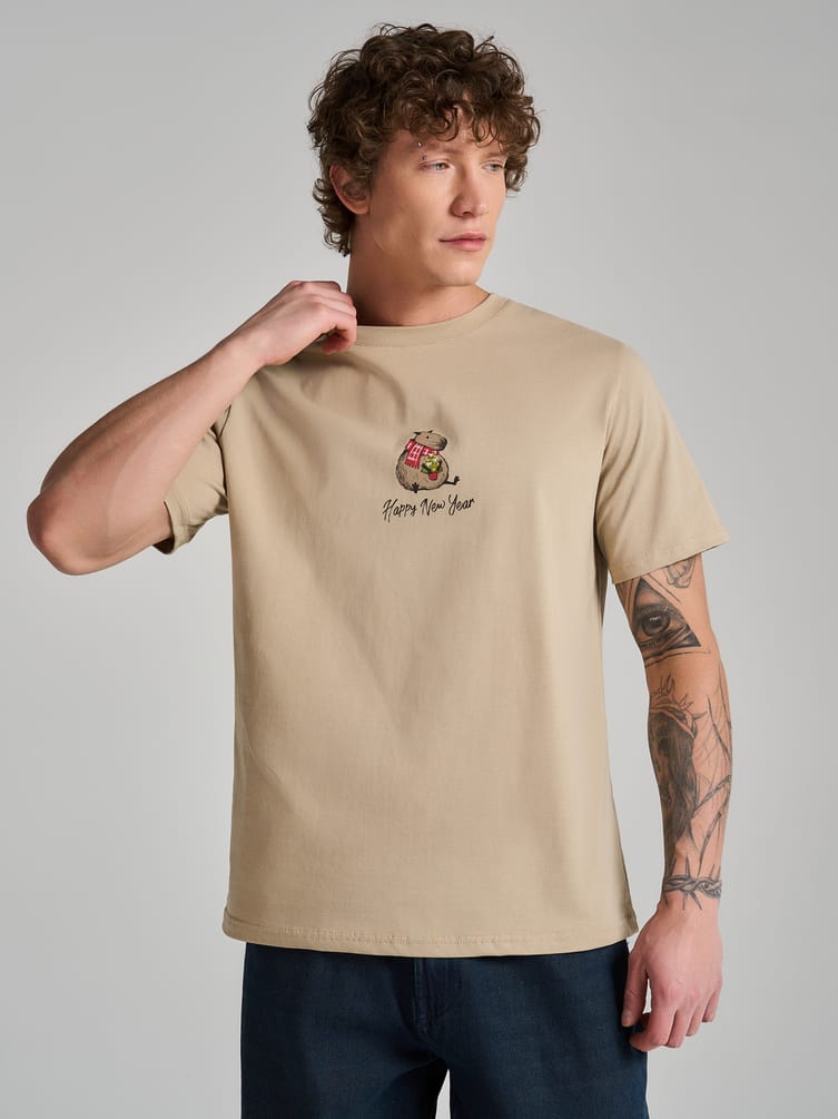 Футболка из хлопка с новогодним принтом