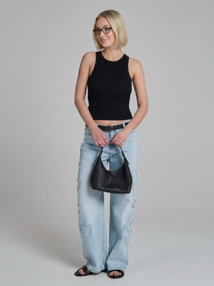 Майка на широких бретелях в рубчик