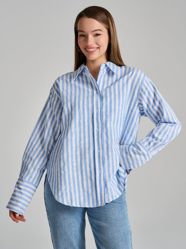 Плотная классическая рубашка в полоску