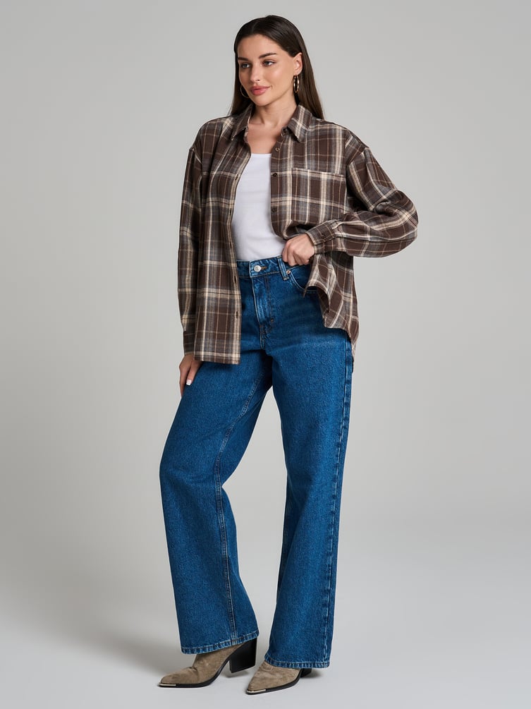 Рубашка осенняя в клетку оверсайз