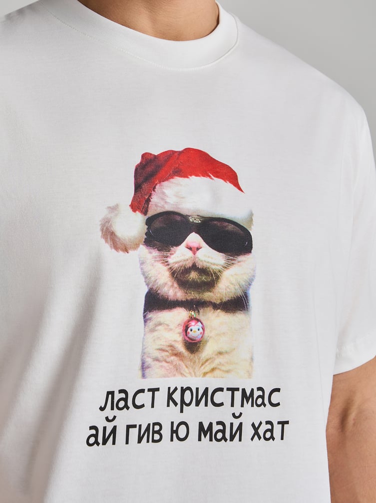 Футболка из хлопка с новогодним принтом