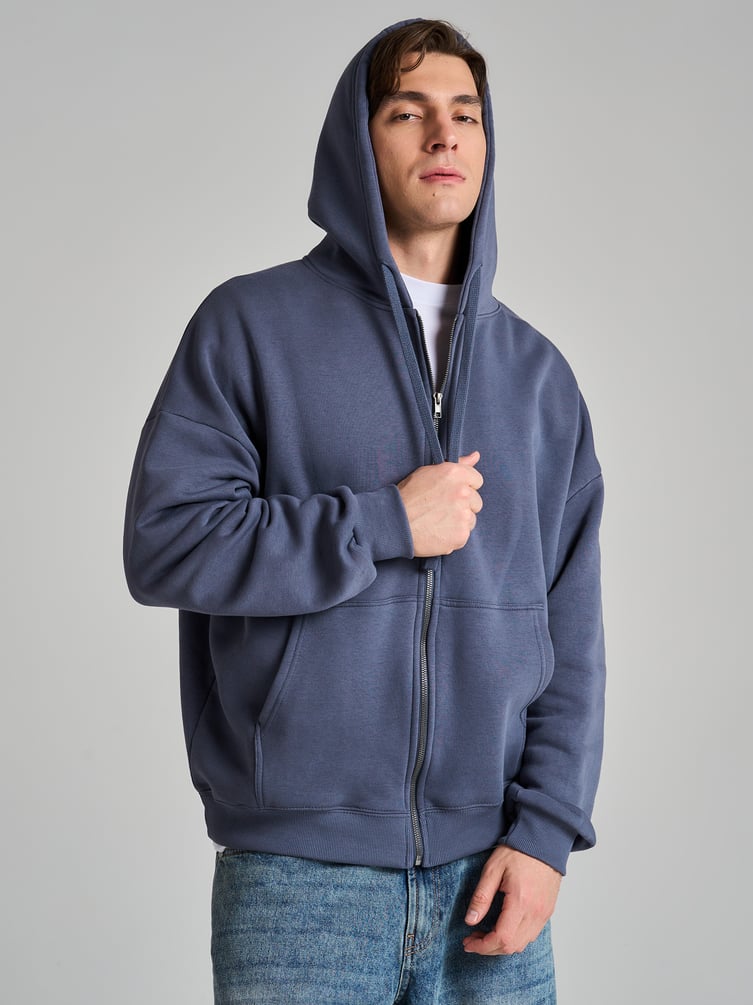 Зип худи оверсайз с начесом на молнии