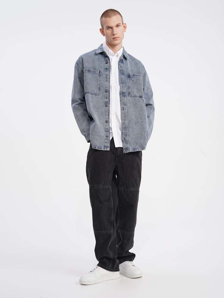 Line 8 unisex store oversized lined trucker jacket