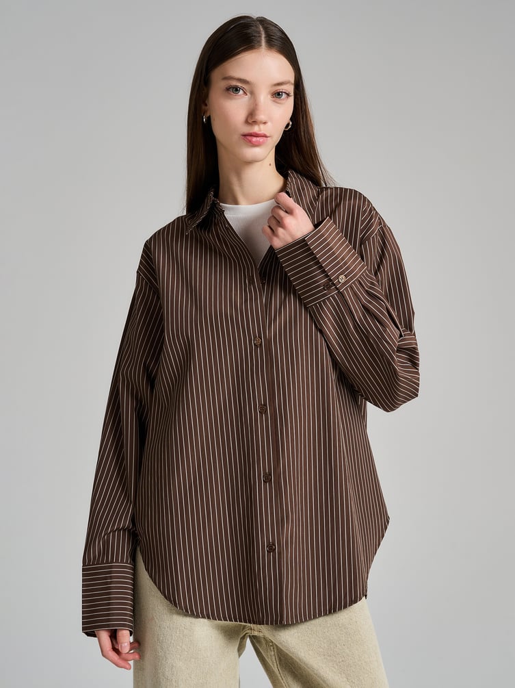 Удлиненная рубашка в полоску