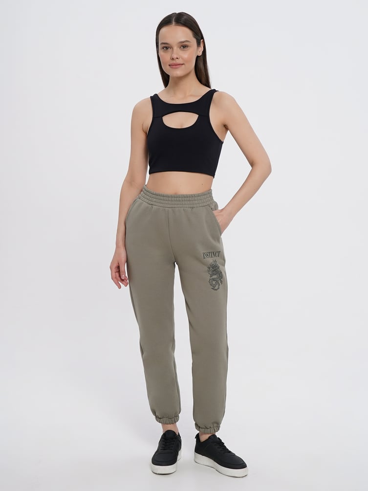 Утепленные брюки с принтом драконы