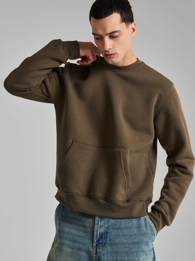 Теплый свитшот с принтом на спине и начесом