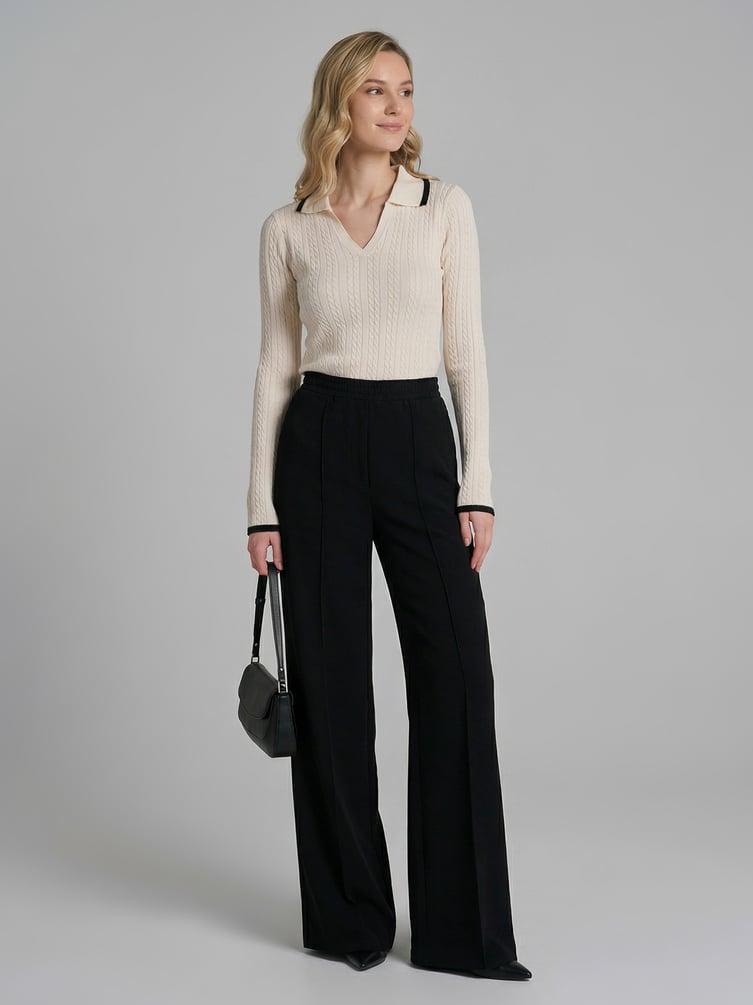 Пуловер трикотажный с косами