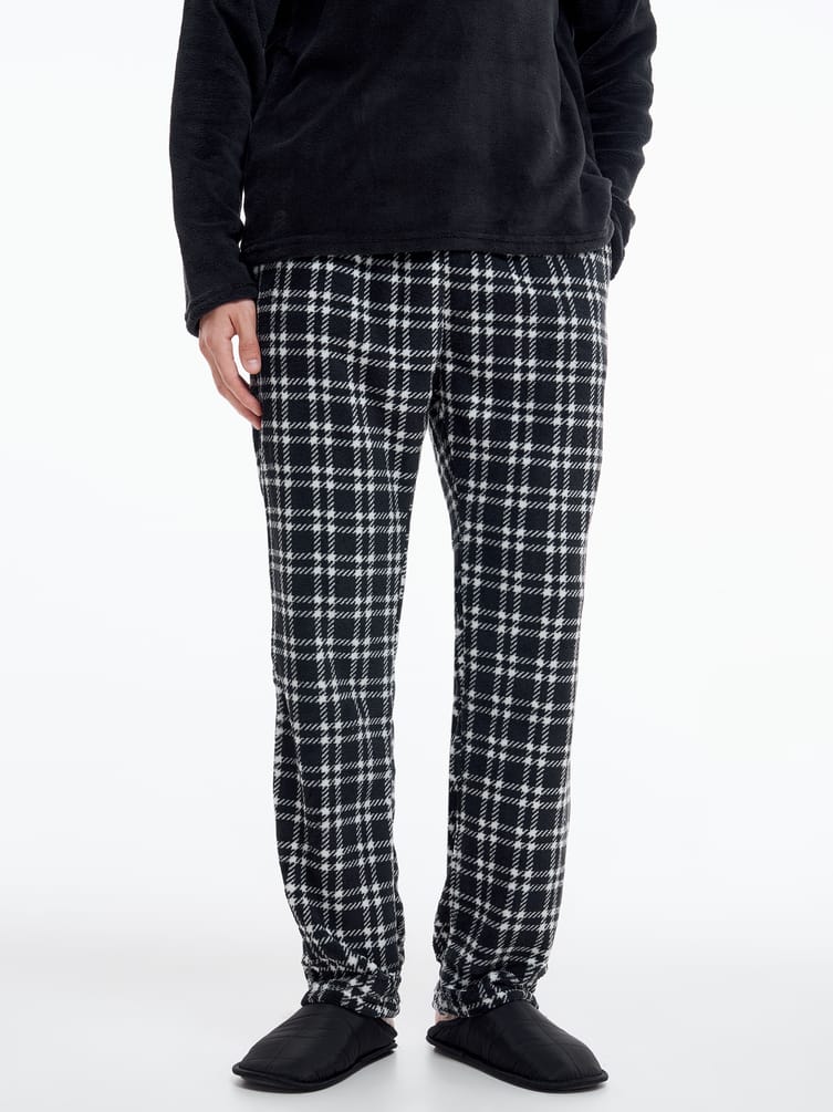 Плюшевая пижама с брюками в клетку