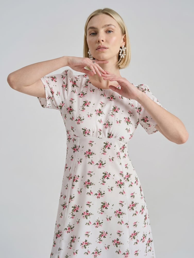 Миди платье крестьянка