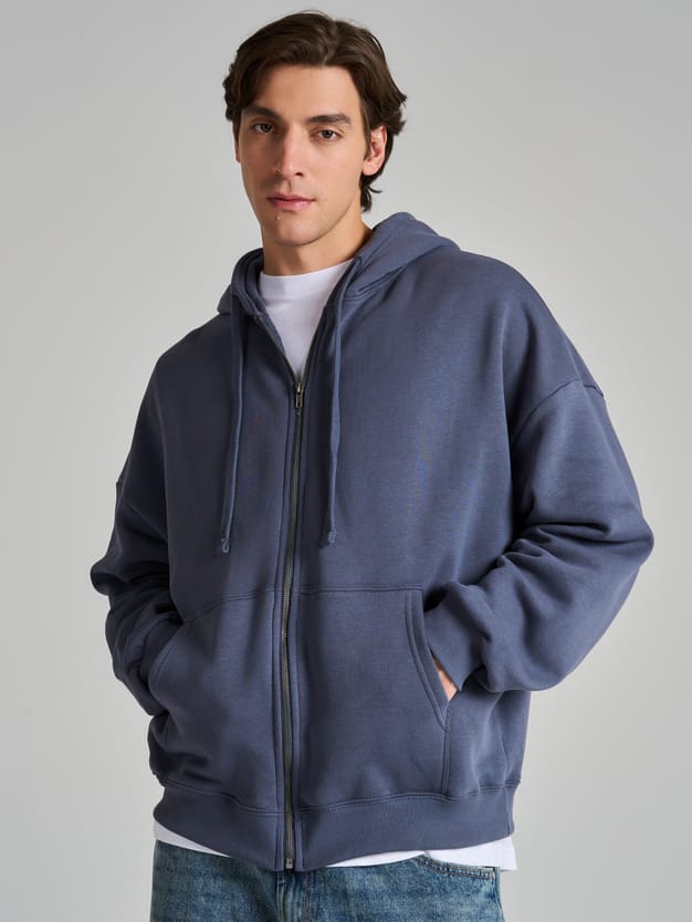 Зип худи оверсайз с начесом на молнии