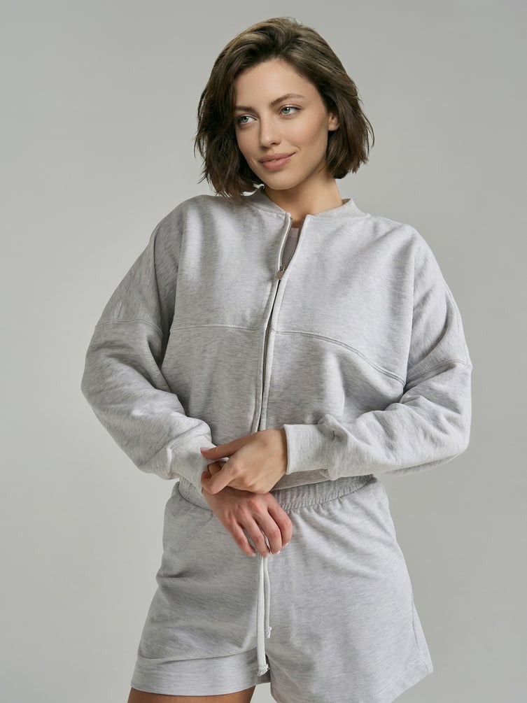 Толстовка бомбер укороченная