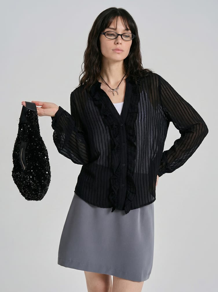 Рубашка шифоновая с воланами